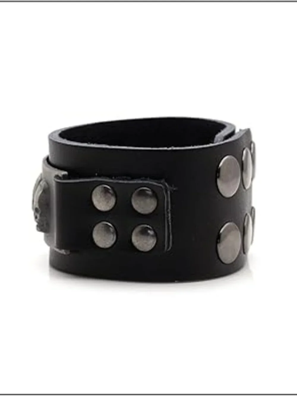 NEW Skull Hip Hop Alloy Skulls‎ Wristband Leather Cuff Bracelet 7: to 8